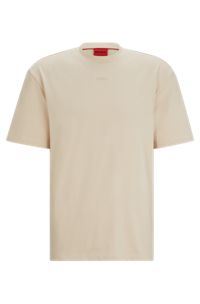 Cotton-jersey relaxed-fit T-shirt with logo print, Light Beige