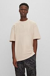 Cotton-jersey relaxed-fit T-shirt with logo print, Light Beige