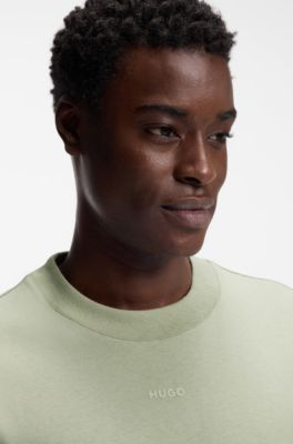 Relaxed-fit T-shirt with centered logo detail, Light Green
