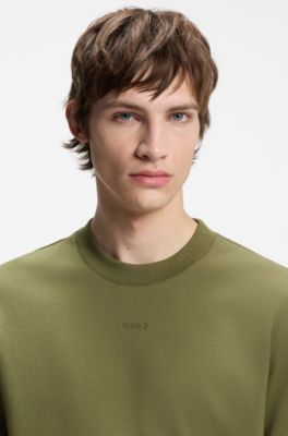 Relaxed-fit cotton-jersey T-shirt with logo print, Light Green