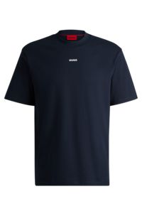 Cotton-jersey relaxed-fit T-shirt with logo print, Dark Blue