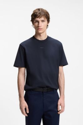 Relaxed-fit cotton-jersey T-shirt with logo print, Dark Blue