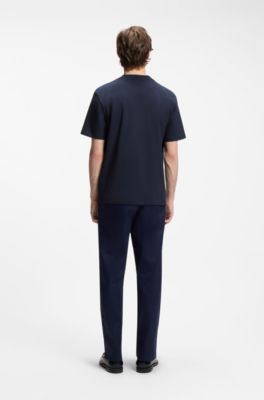 Relaxed-fit cotton-jersey T-shirt with logo print, Dark Blue