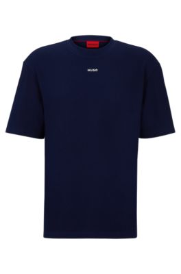 HUGO COTTON-JERSEY RELAXED-FIT T-SHIRT WITH LOGO PRINT