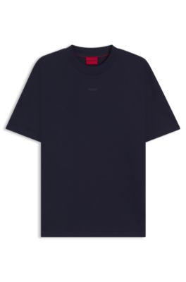 Camiseta relaxed fit con detalle de logo centrado, Azul oscuro