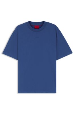 T-shirt d&eacute;contract&eacute; en coton &agrave; logo imprim&eacute;, Bleu
