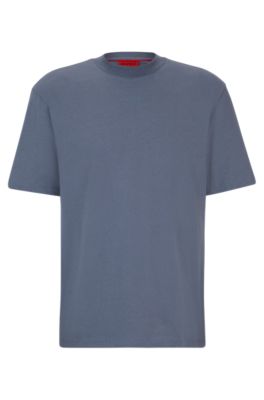 Shop Hugo Relaxed-fit T-shirt In Cotton With Logo Print In Light Blue