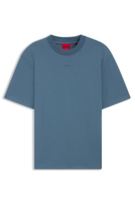 Relaxed-fit T-shirt with centered logo detail, Light Blue