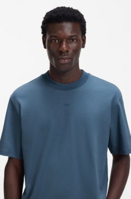 Camiseta relaxed fit con detalle de logo centrado, Celeste