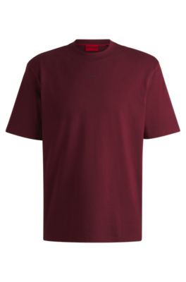 Camiseta relaxed fit con detalle de logo centrado, Rosa oscuro