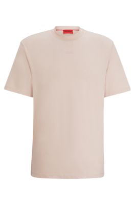 Hugo Boss Cotton-jersey Relaxed-fit T-shirt With Logo Print In Light Pink