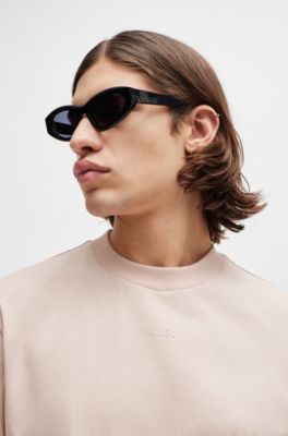 T-shirt d&eacute;contract&eacute; en coton &agrave; logo imprim&eacute;, Rose clair