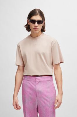 T-shirt d&eacute;contract&eacute; en coton &agrave; logo imprim&eacute;, Rose clair