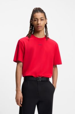 Camiseta relaxed fit con detalle de logo centrado, Rosa claro