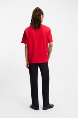 Camiseta relaxed fit con detalle de logo centrado, Rosa claro