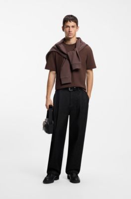 Relaxed-fit T-shirt with centered logo detail, Brown