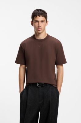Relaxed-fit T-shirt with centered logo detail, Brown