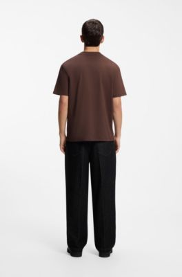 Relaxed-fit T-shirt with centered logo detail, Brown