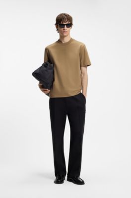 Camiseta relaxed fit con detalle de logo centrado, Desbordamiento de color beige