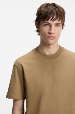 Relaxed-fit cotton-jersey T-shirt with logo print, Beige