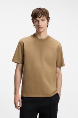 T-shirt Relaxed en jersey de coton &agrave; logo imprim&eacute;, Beige