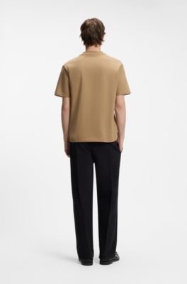 Relaxed-fit cotton-jersey T-shirt with logo print, Beige
