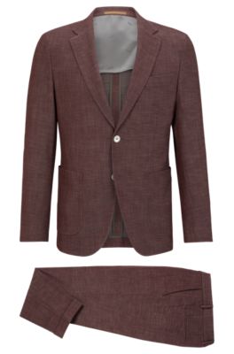 BOSS - Slim-fit suit in a patterned wool blend
