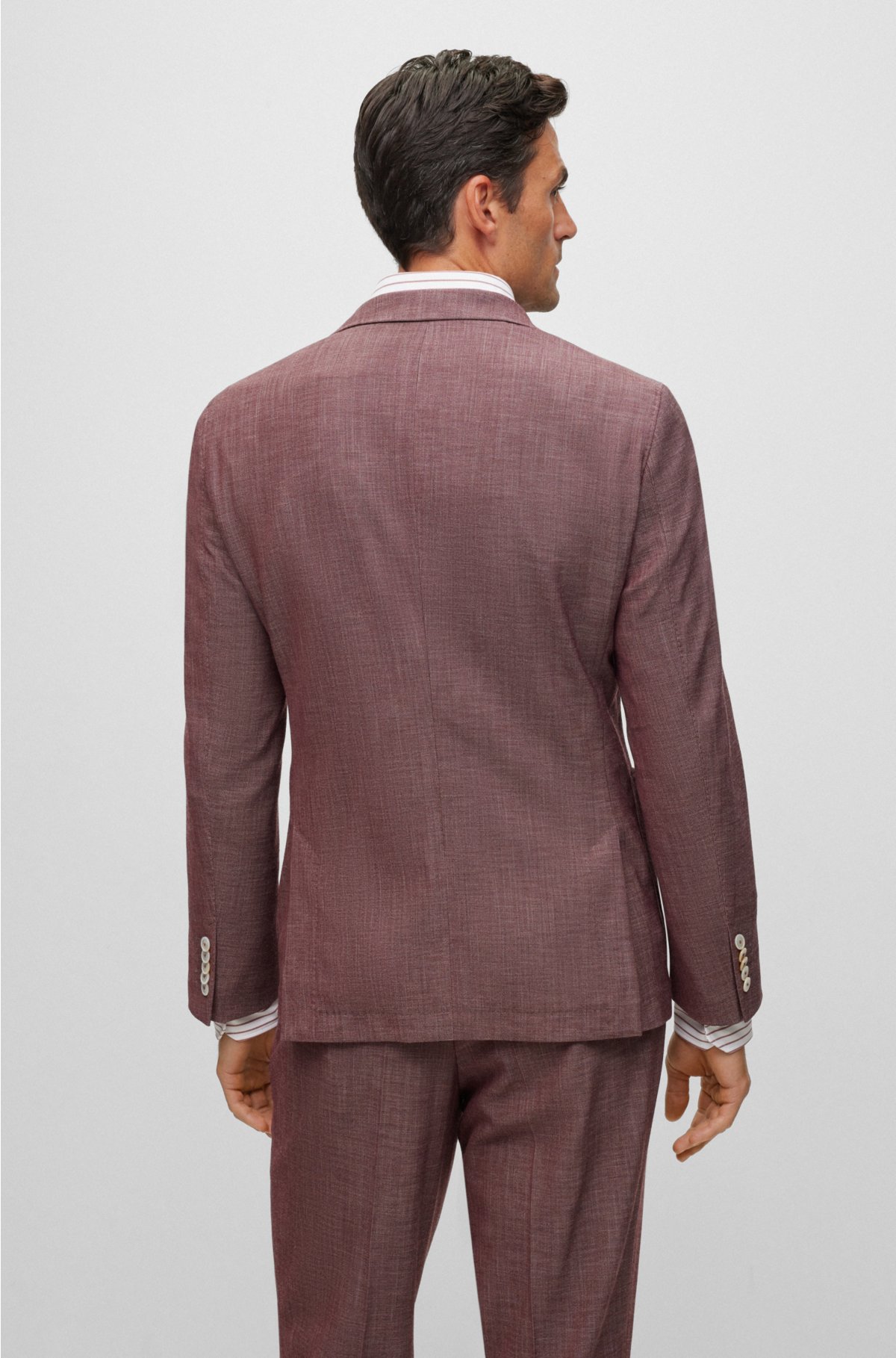 Slim-fit suit in a patterned wool blend, Dark Red