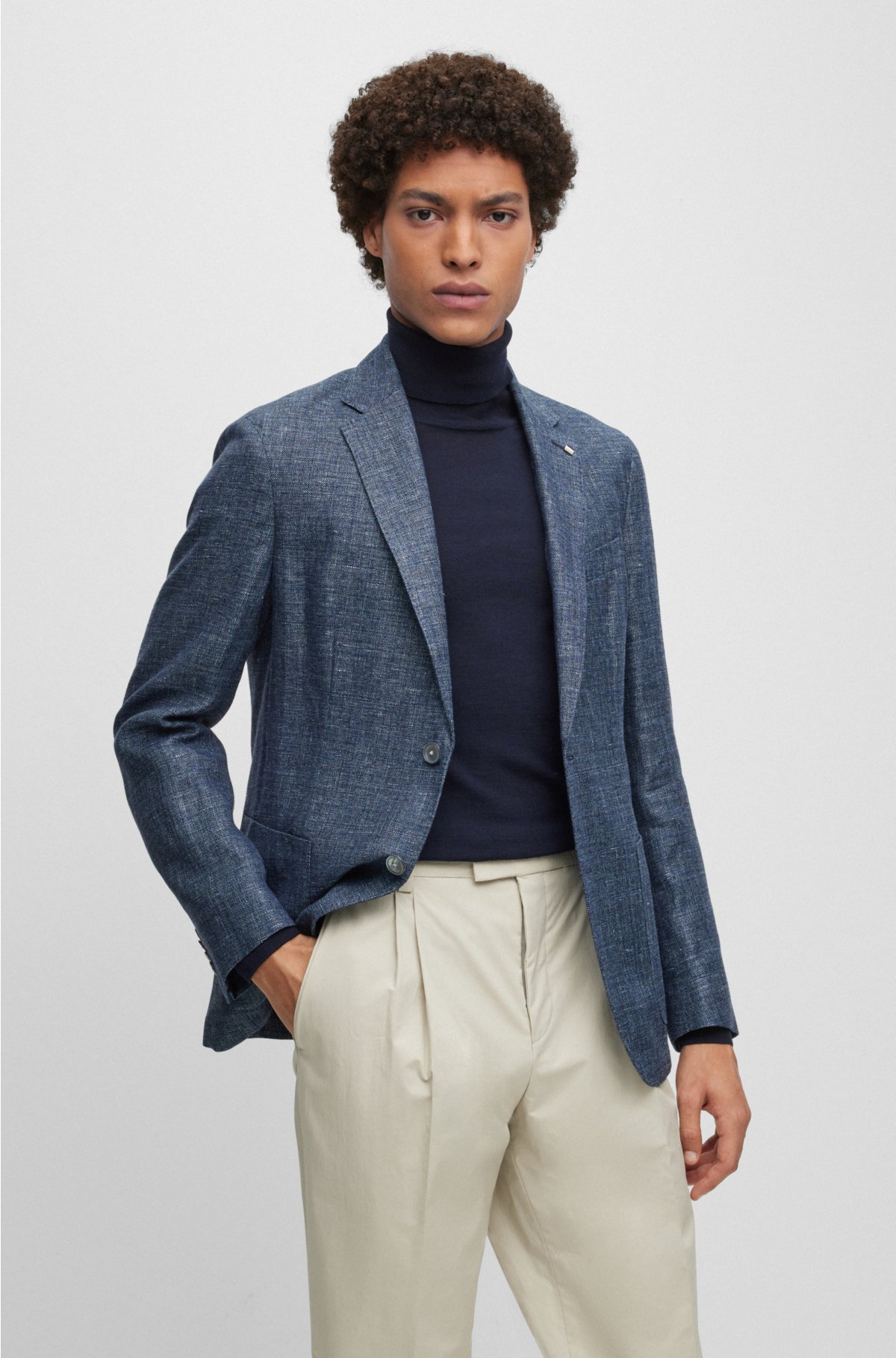 BOSS Slim Fit Linen & Wool Blazer C-Hanry-232