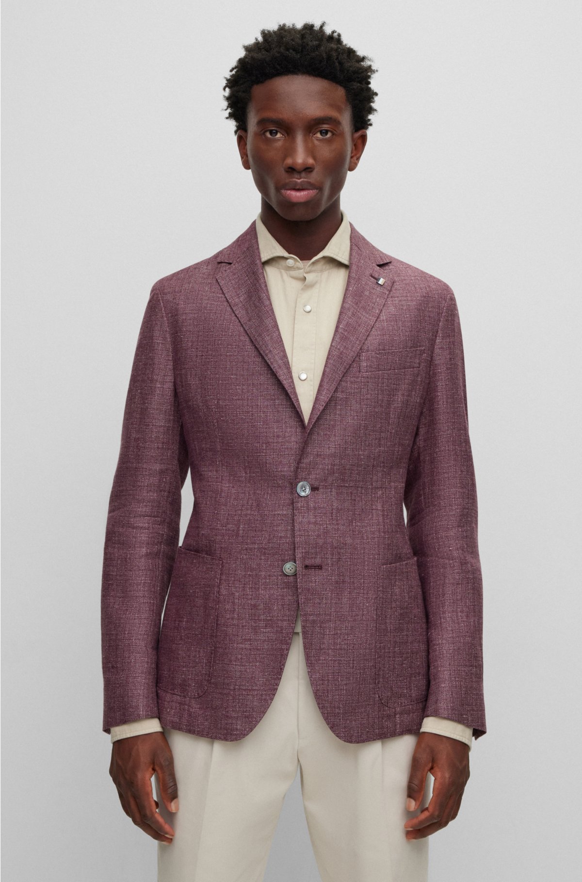 Cotton And Viscose Tweed Shirt Jacket With Vlogo Signature Patch