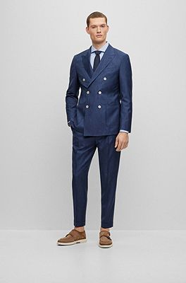 Navy blue double-breasted essential Blazer with 6 brass buttons