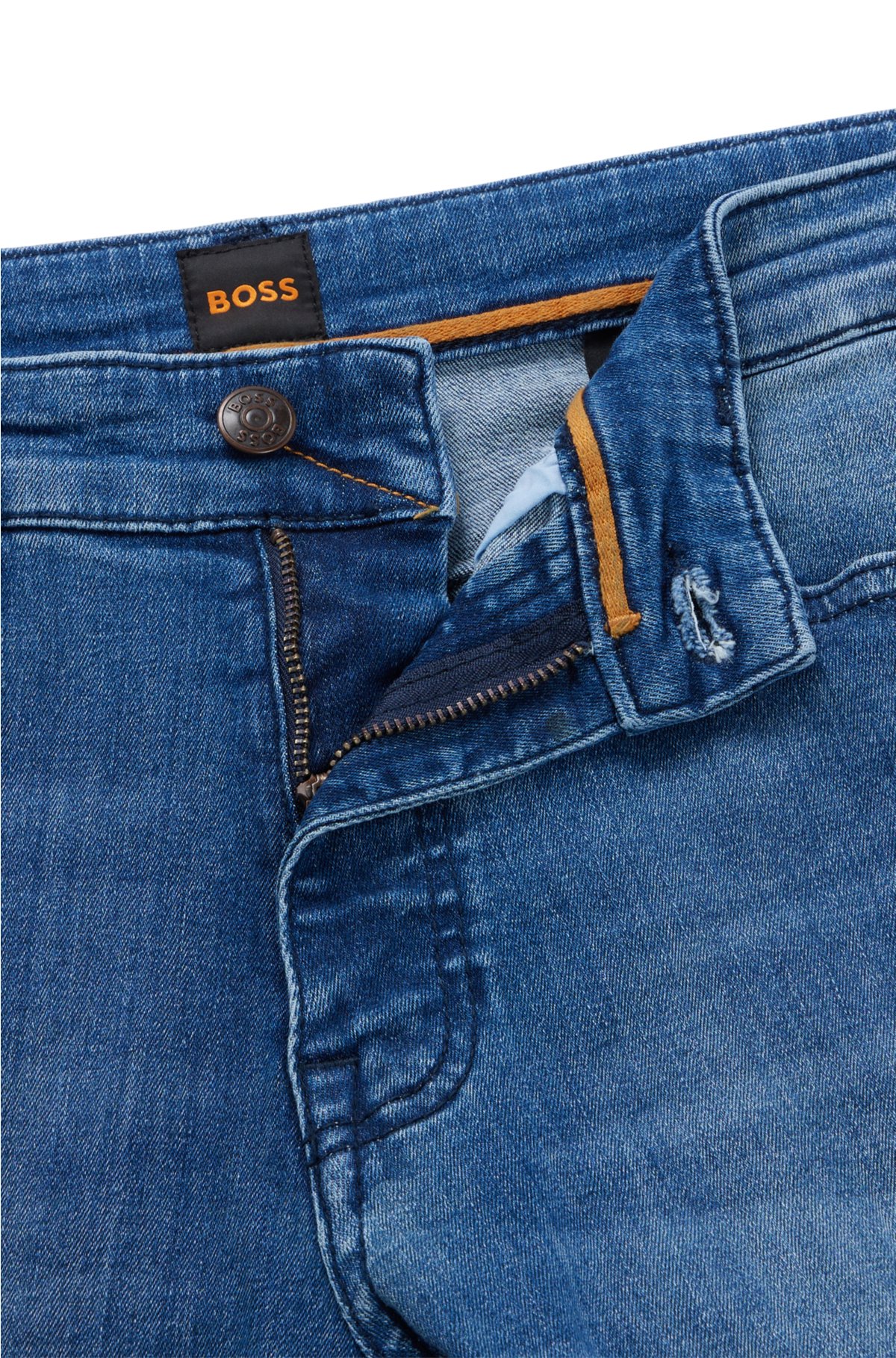 døråbning Afslag Bemærk venligst BOSS - Slim-fit jeans in blue super-stretch denim