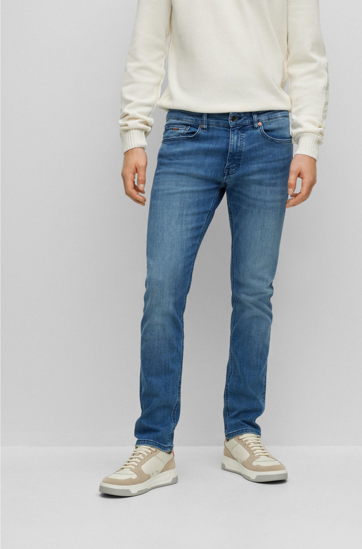døråbning Afslag Bemærk venligst BOSS - Slim-fit jeans in blue super-stretch denim