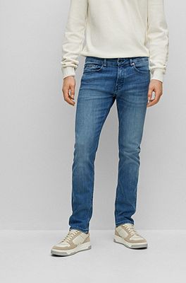 BOSS - High-waisted jeans in blue super-stretch denim