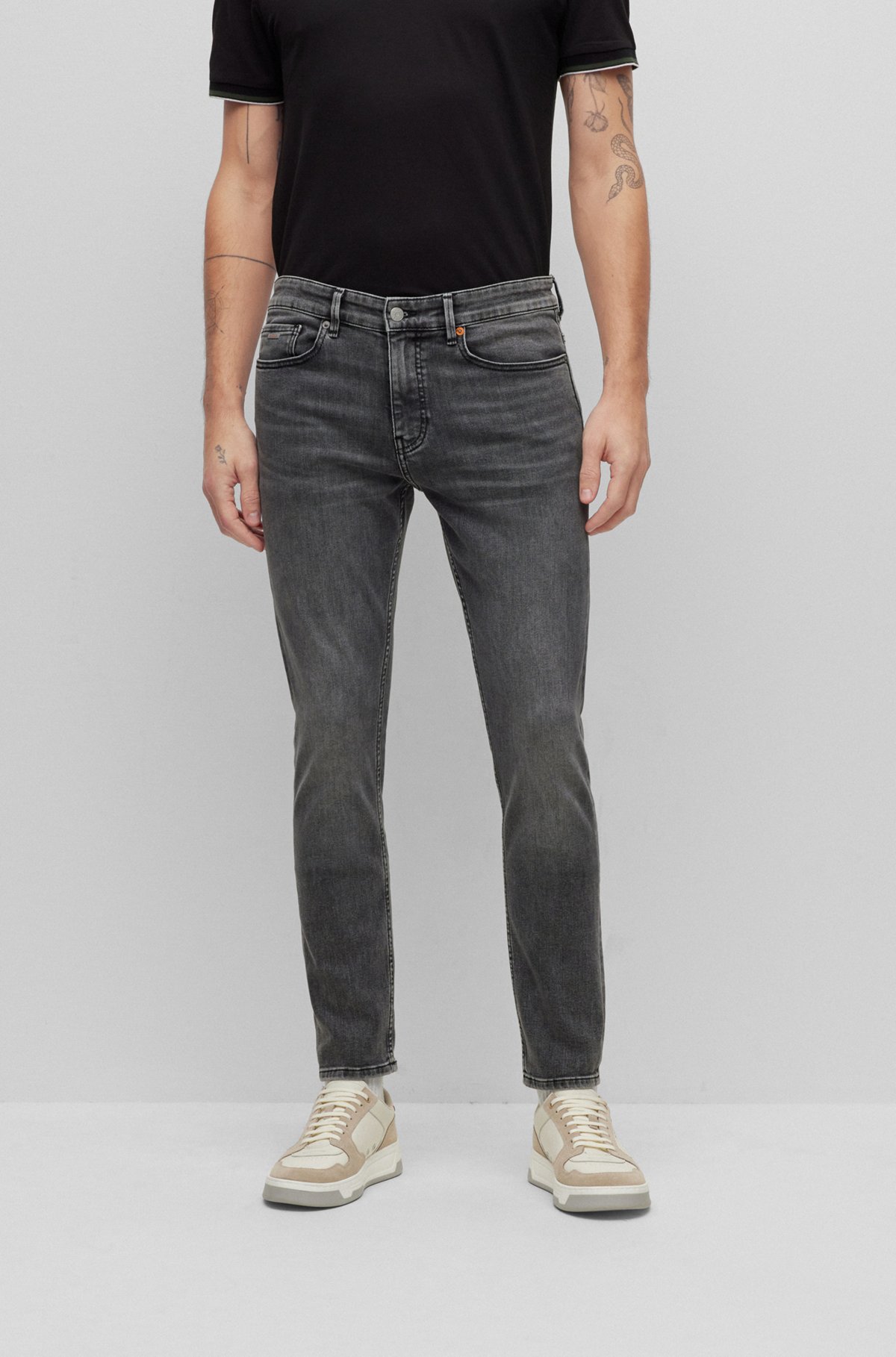 Slim-fit jeans in gray super-stretch denim, Dark Grey