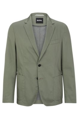 BOSS - Slim-fit jacket in a crease-resistant cotton blend