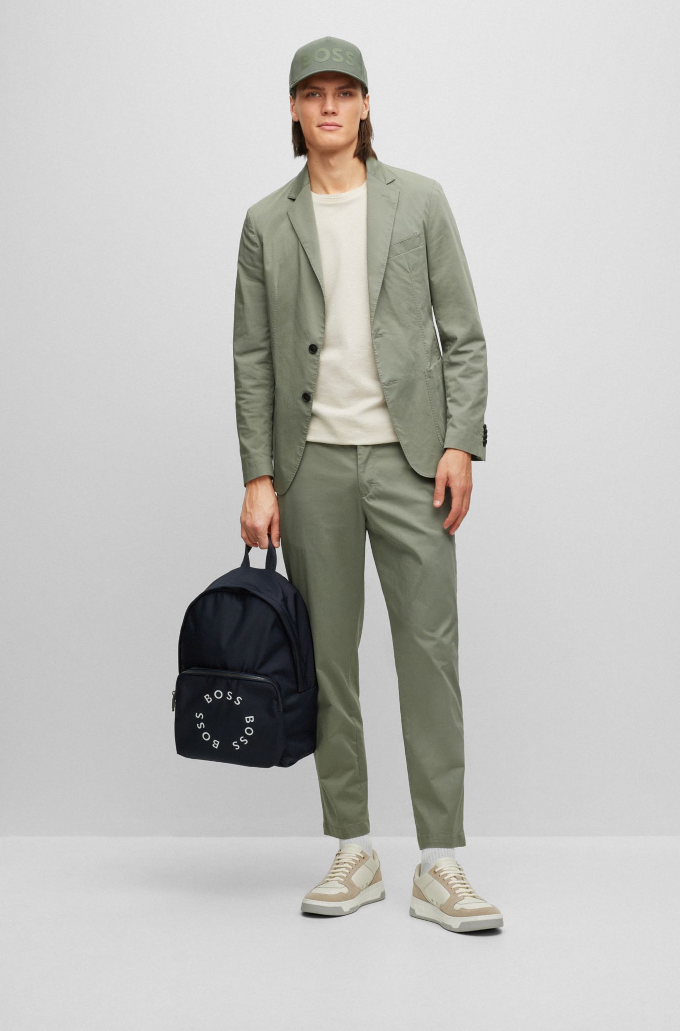 BOSS - Relaxed-fit jacket in crease-resistant Japanese crepe