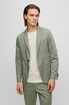 BOSS - Slim-fit jacket in a crease-resistant cotton blend