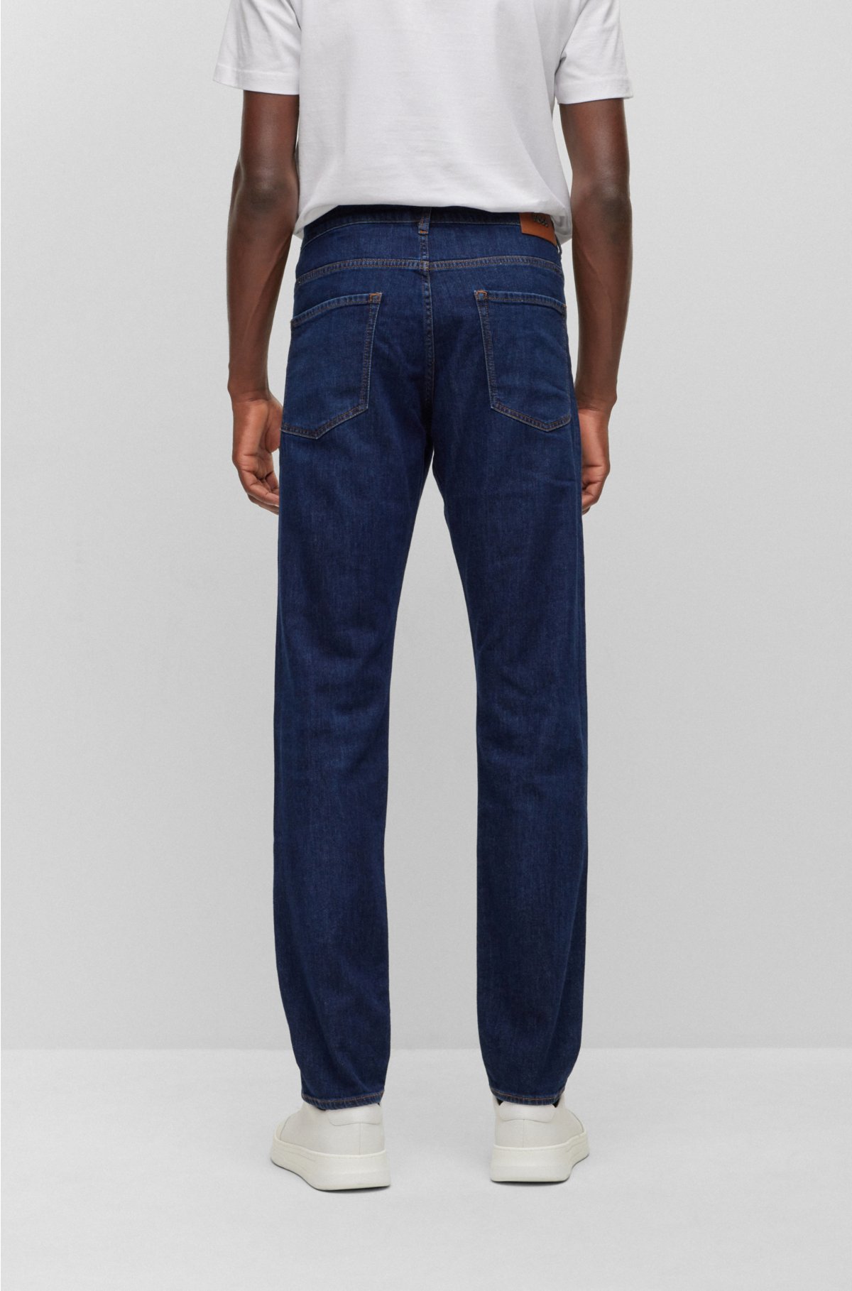 BOSS - Slim-fit jeans in dark-blue stretch denim