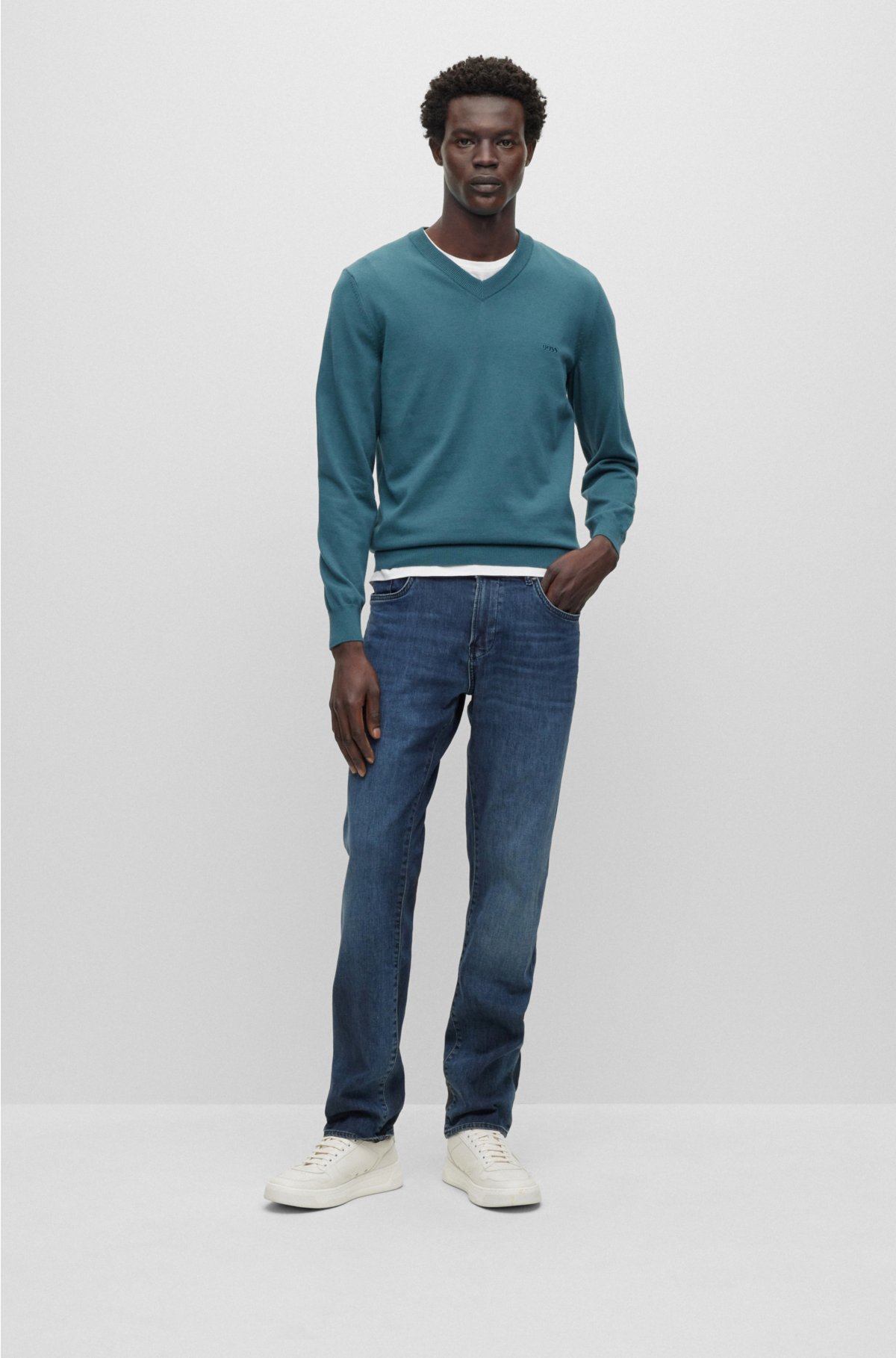 BOSS - Slim-fit jeans in lightweight blue stretch denim