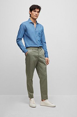 BOSS - Relaxed-fit trousers in heavyweight satin