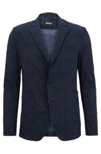Slim-fit jacket in washable water-repellent fabric, Dark Blue