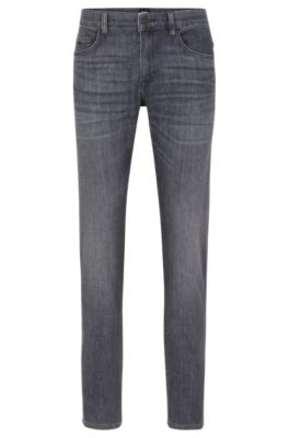 BOSS - Slim-fit jeans in lightweight gray comfort-stretch denim