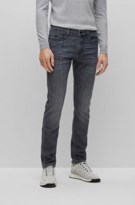Shop Hugo Boss Slim-fit Jeans In Lightweight Gray Comfort-stretch Denim In Grey
