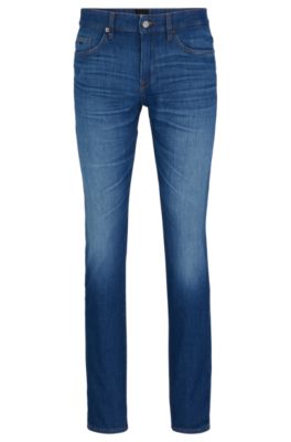 BOSS - Slim-fit jeans in super-soft blue Italian denim