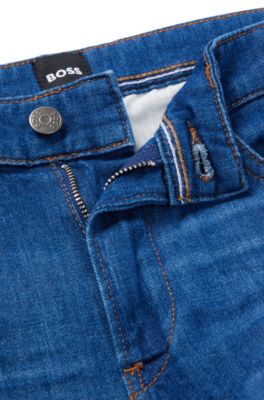 BOSS logo-patch slim-fit jeans - Blue
