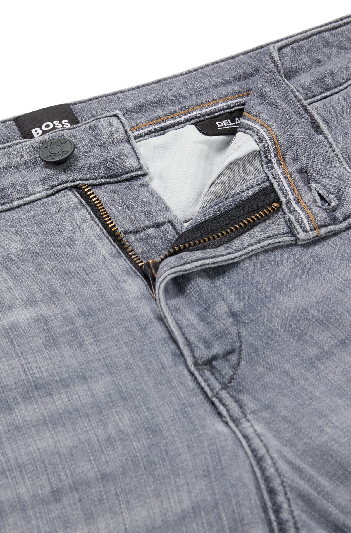 Comandante patrón Sumergido BOSS - Slim-fit jeans in gray comfort-stretch denim