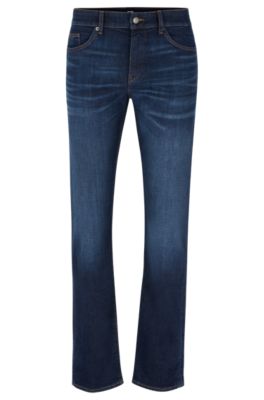 BOSS - Slim-fit jeans in super-soft dark-blue denim