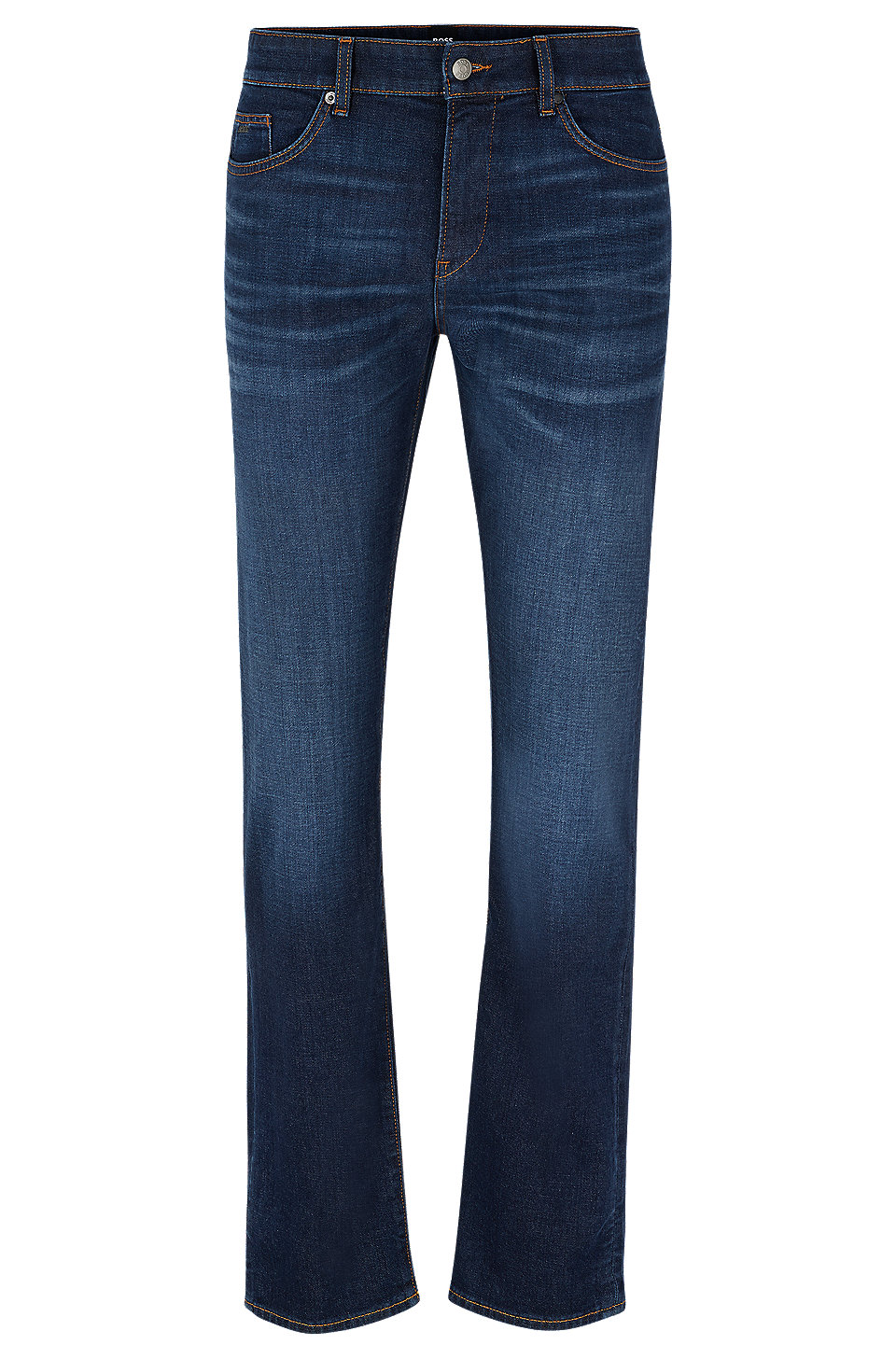 BOSS - Slim-fit jeans in super-soft dark-blue denim