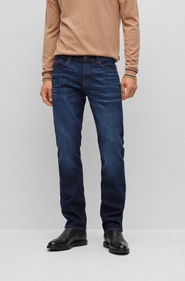 BOSS - Slim-fit jeans in super-soft dark-blue denim